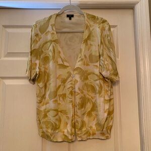Talbots Yellow Floral Button Down Shirt